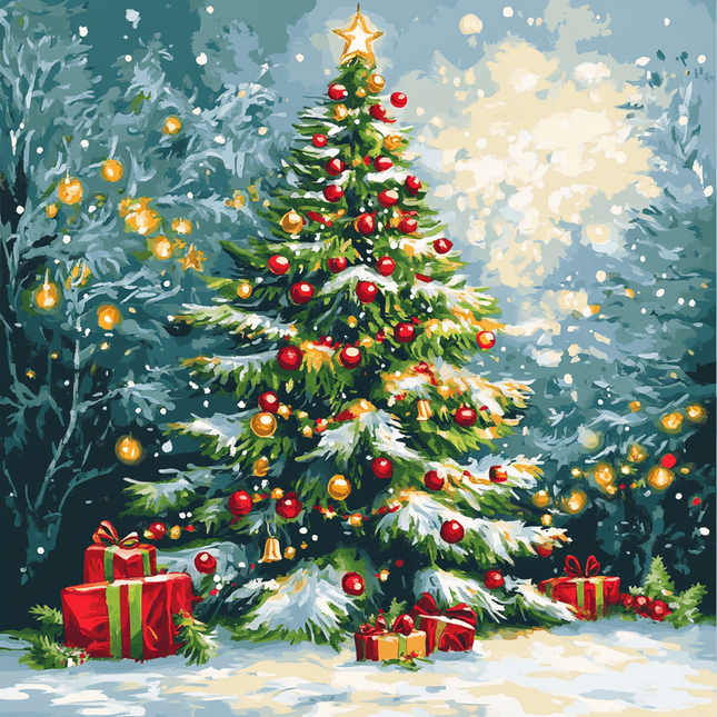 The Joyful Christmas Tree - Paint by Numbers